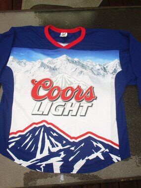 Vintage OZ Sports Coors Light Silver Bullet Hockey Jersey Size Large